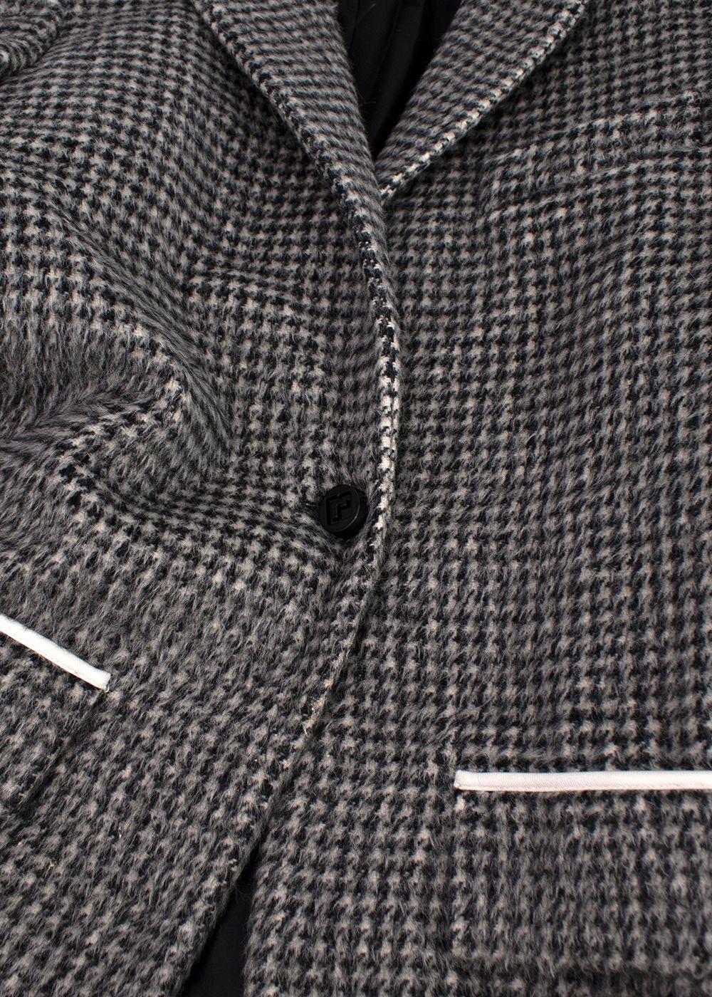 Paco Rabanne Grey Alpaca Blend Houndstooth Coat