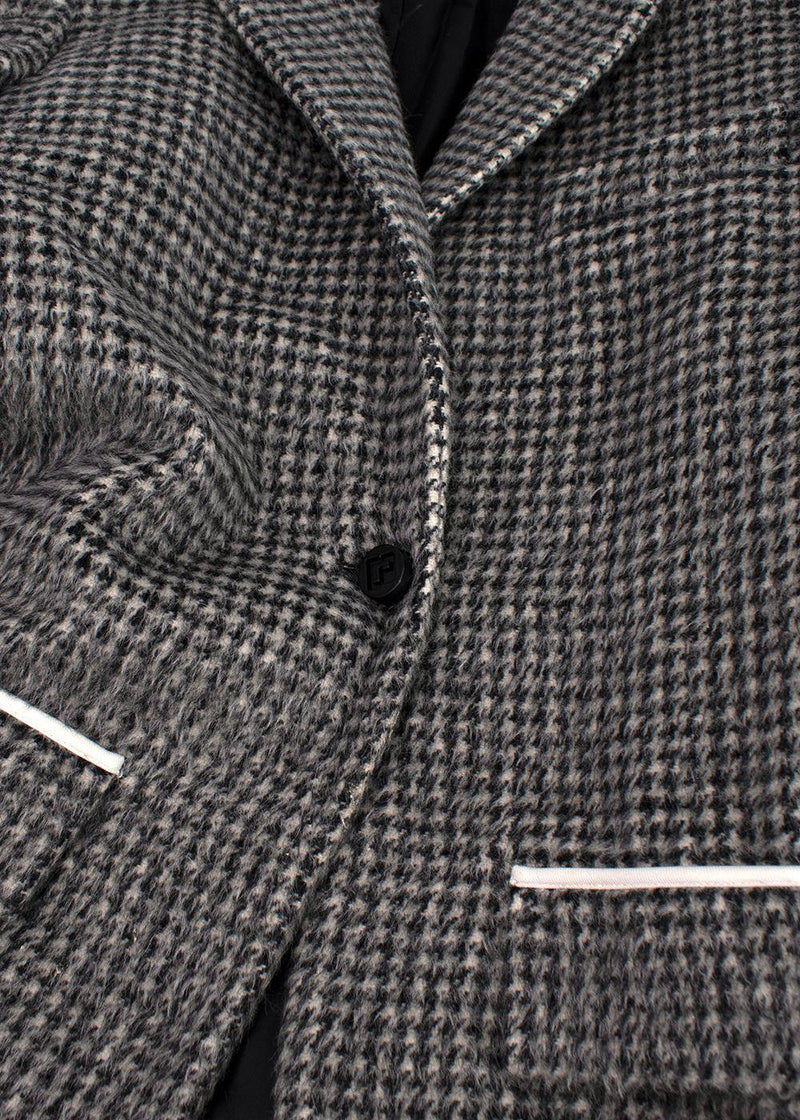 Paco Rabanne Grey Alpaca Blend Houndstooth Coat