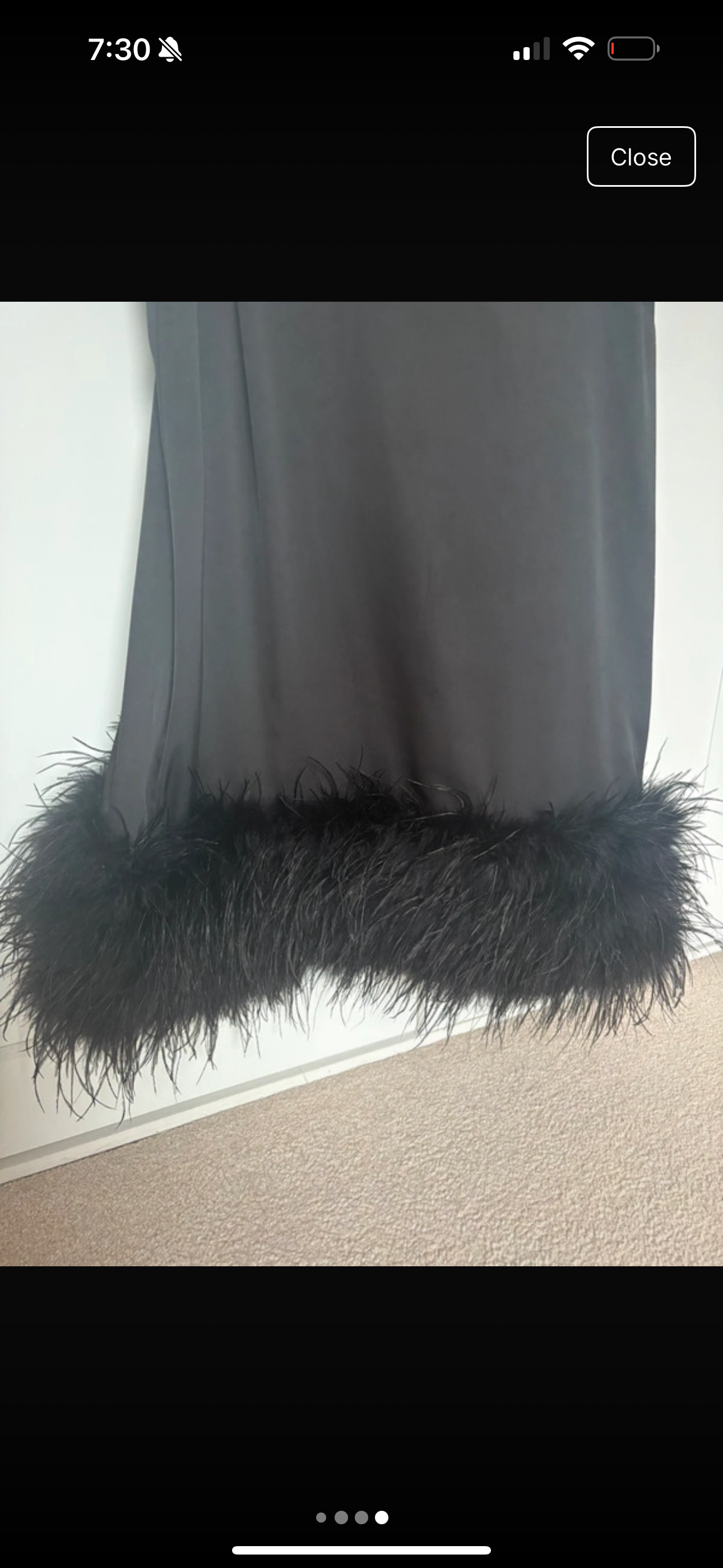 Nadine Merabi Feather Trimmed Black Mini Dress