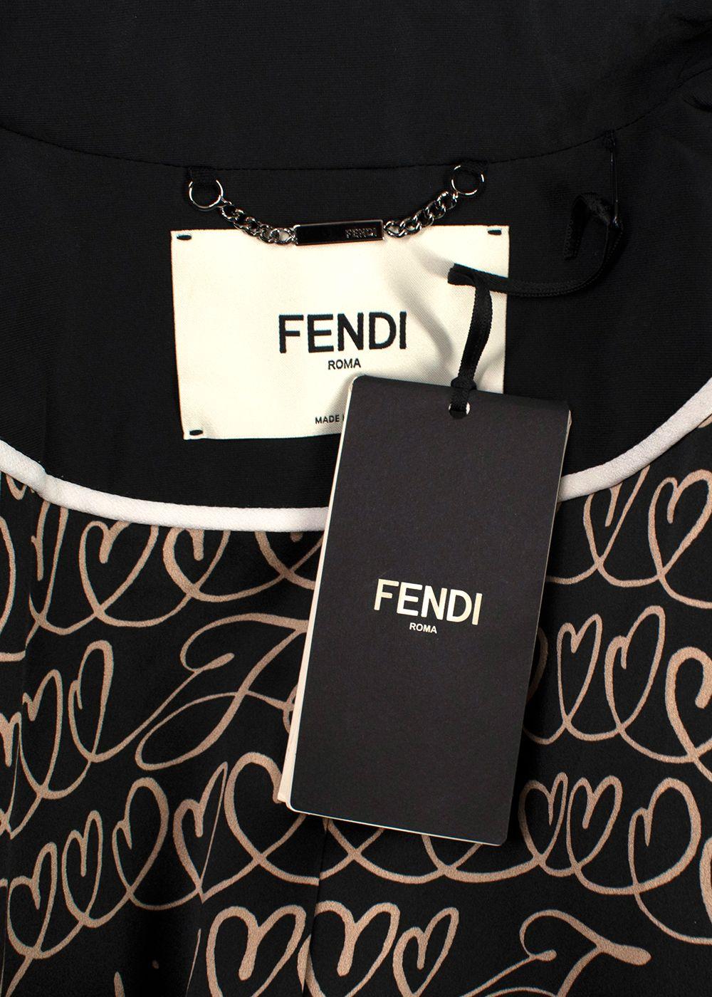 Fendi Black Short Trench Coat with Faux Fur Detail