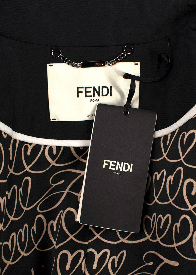 Fendi Black Short Trench Coat with Faux Fur Detail