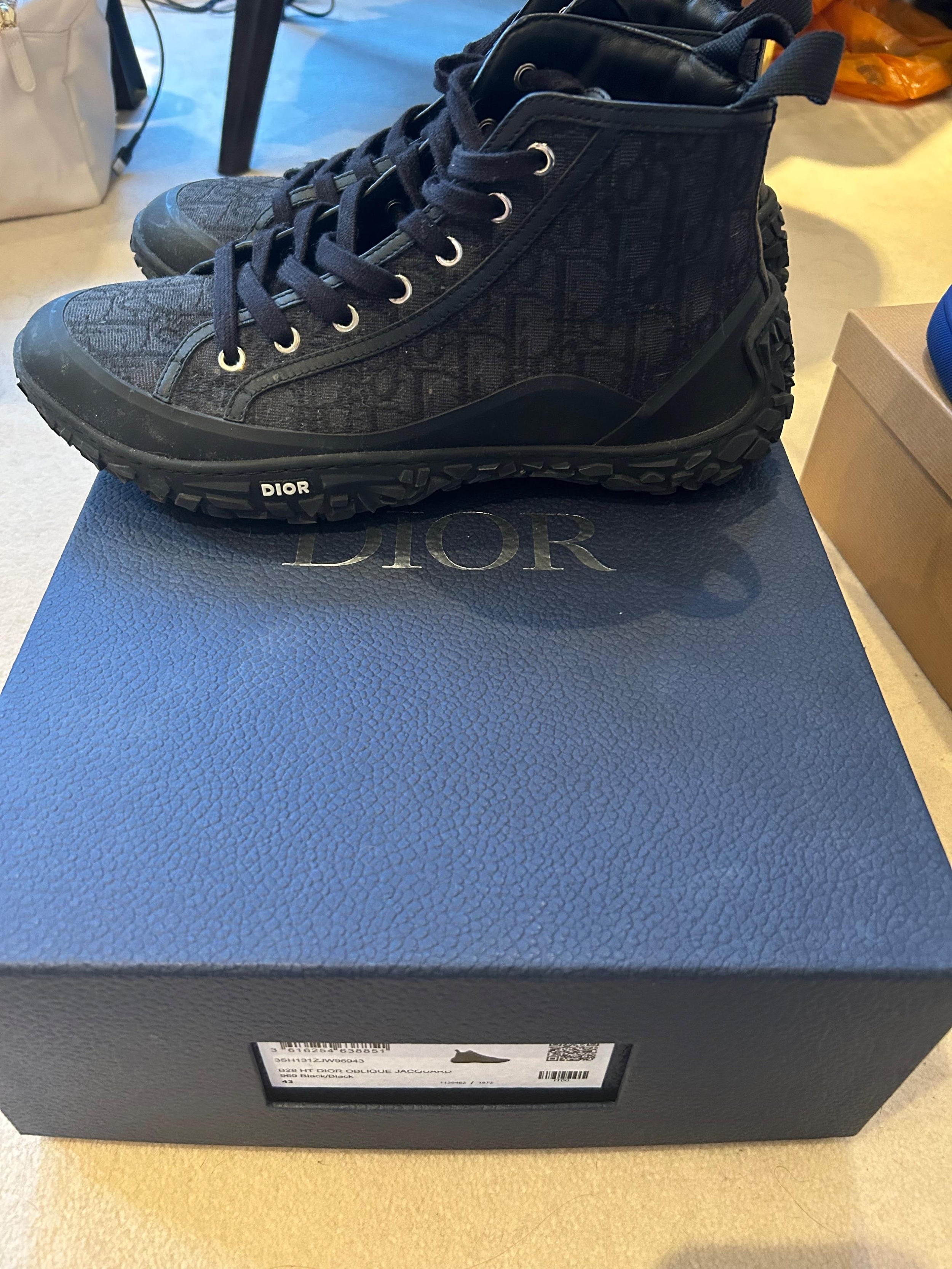 Dior Black Oblique Jacquard High Top Sneakers