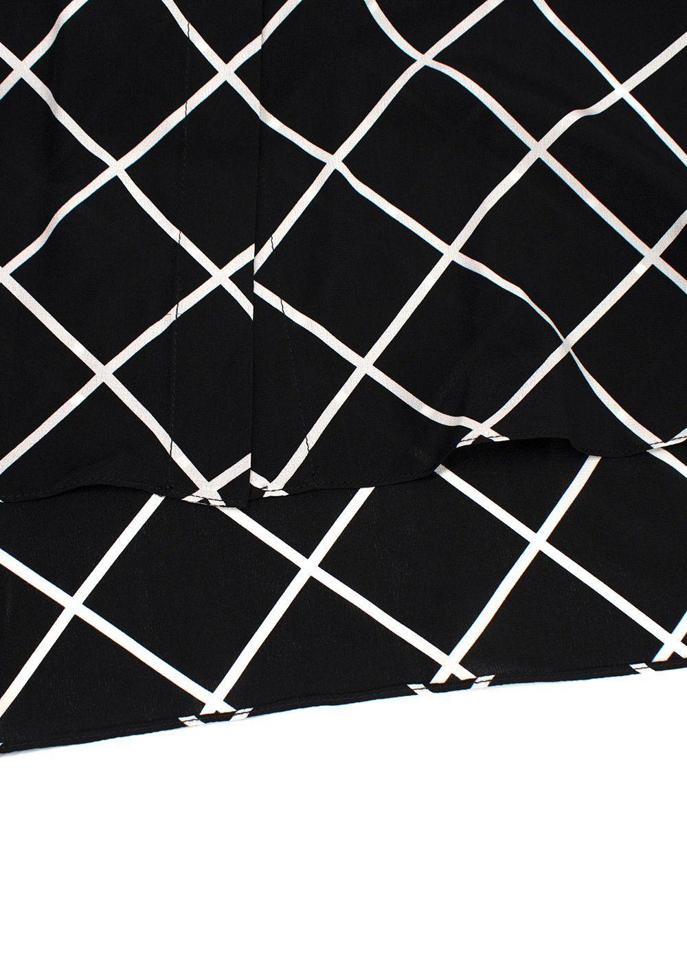 Oscar de La Renta Black and White Geometric Silk Blouse
