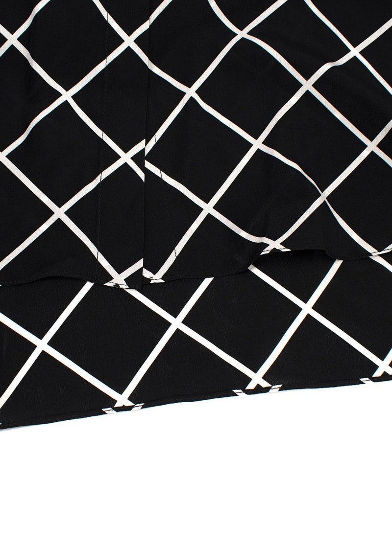 Oscar de La Renta Black and White Geometric Silk Blouse