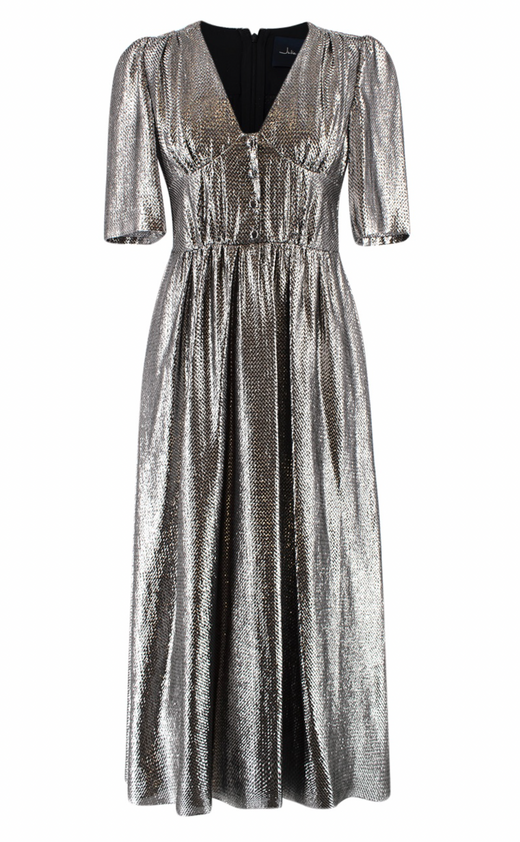 Julie De Libran Metallic Button-Down Tea Dress