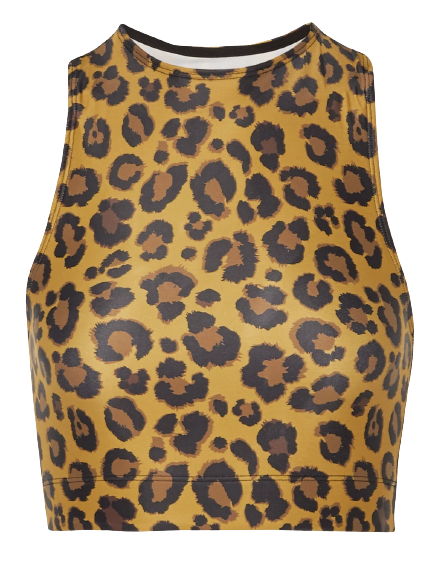 Adam Selman Sport Racer cropped leopard-print stretch top