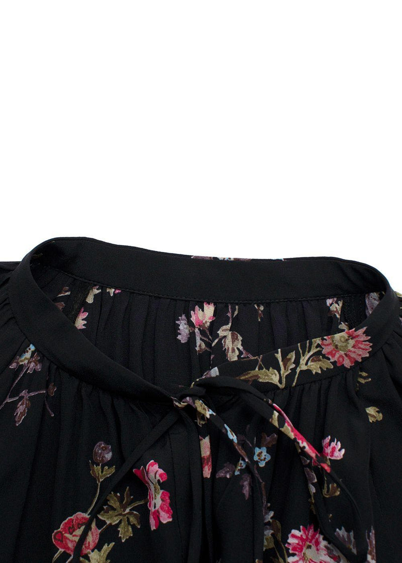 Celine Black Floral Print Silk MaixDress