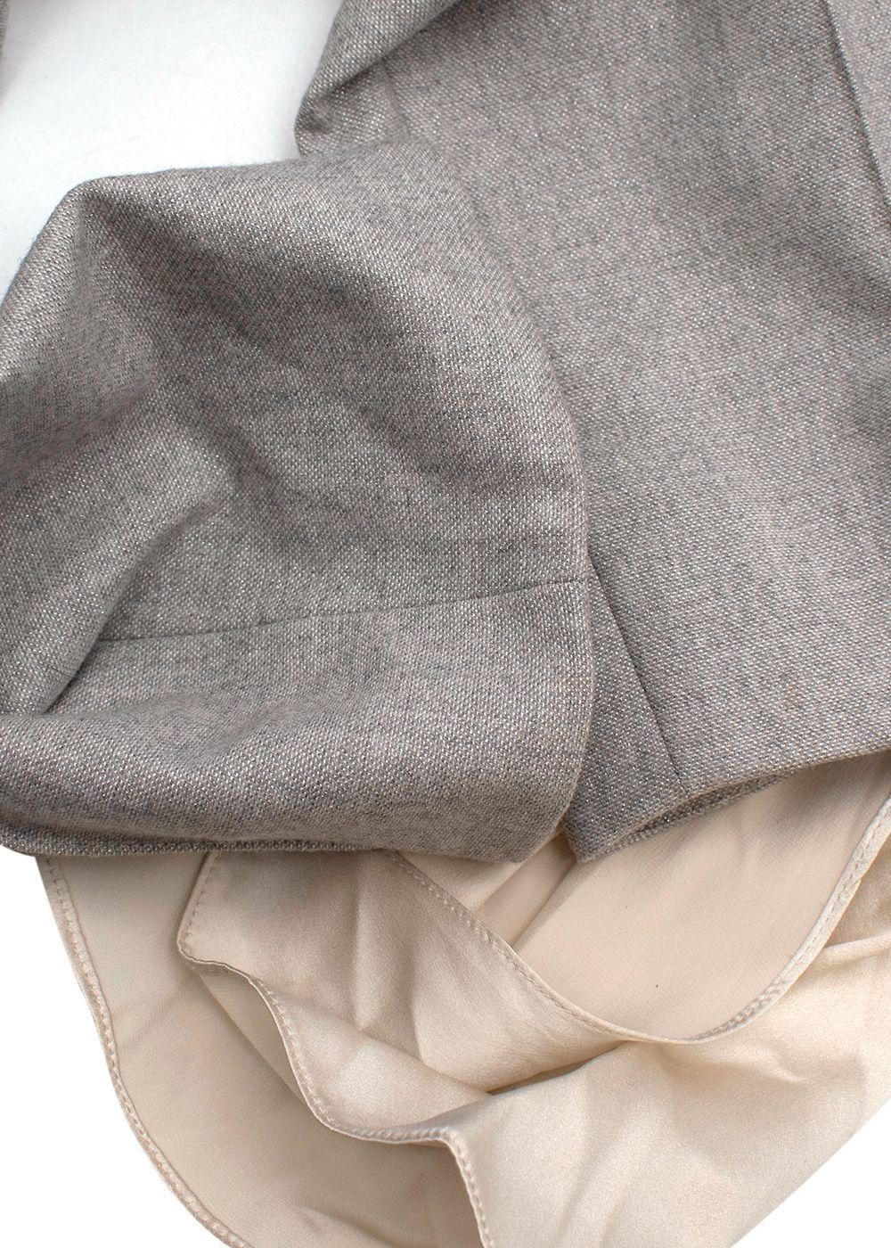 Grey Wool Scarf Tie Belted Pants