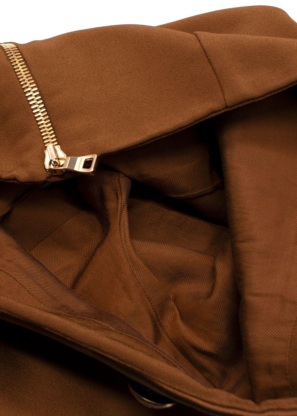 Balmain Tan Satin Skort with Gold Button Detail