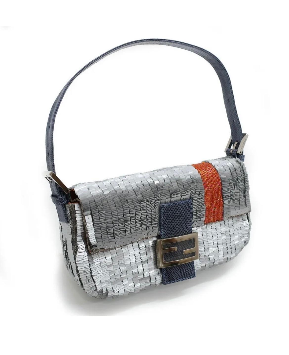 Silver Pleated Sequin Collectors Baguette