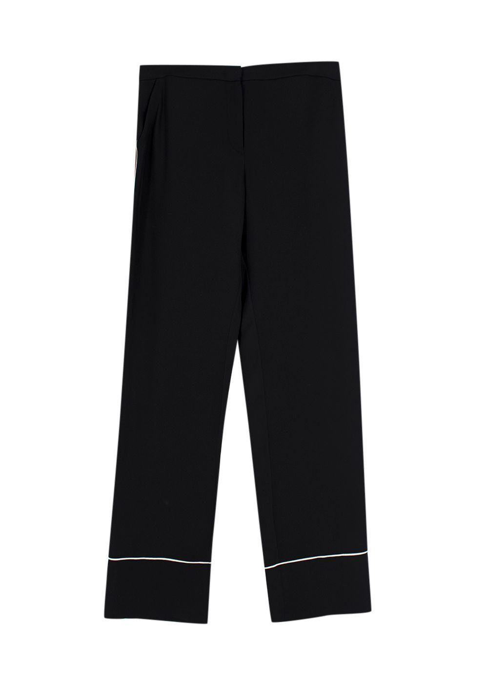Erdem Black Contrast Piping Silk Tailored Trousers