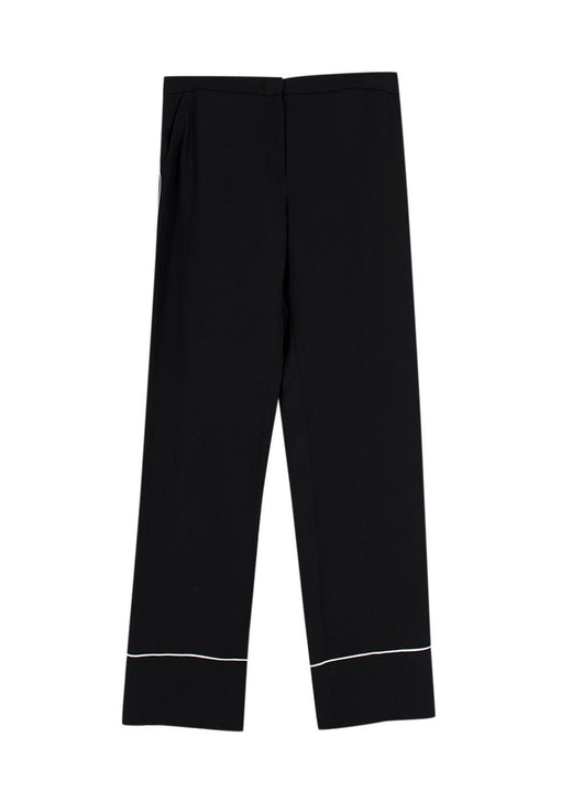 Erdem Black Contrast Piping Silk Tailored Trousers