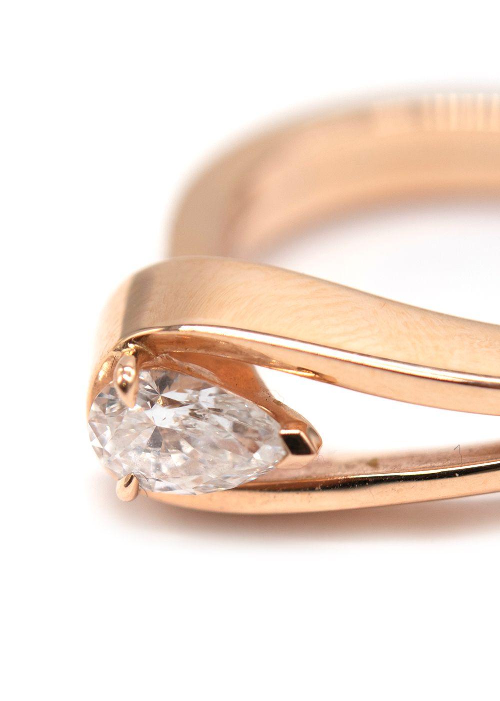 Repossi Serti Rink Gold Inversé Pear Cut Diamond Ring Size 53