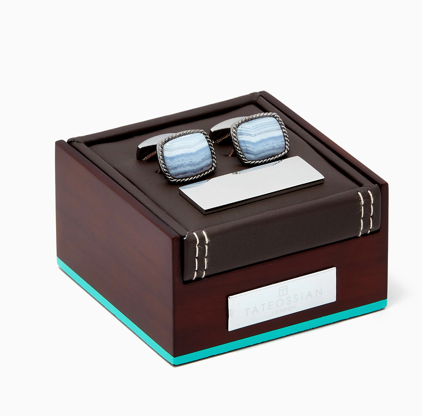 Tateossian Cable Agate Cufflinks in Sterling Silver