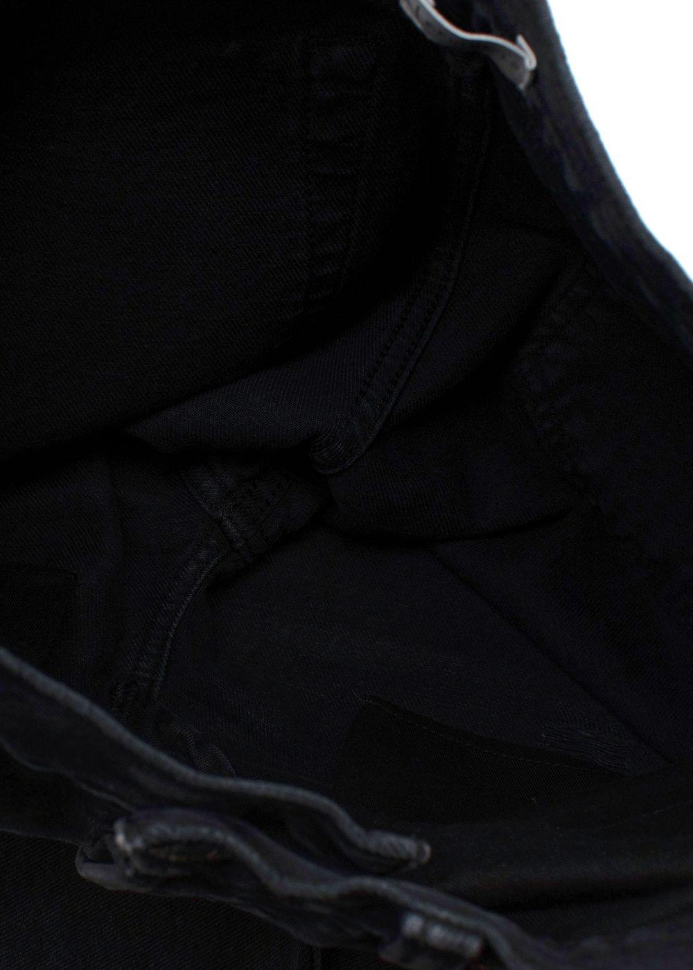 Black Distressed Straight Leg Jeans