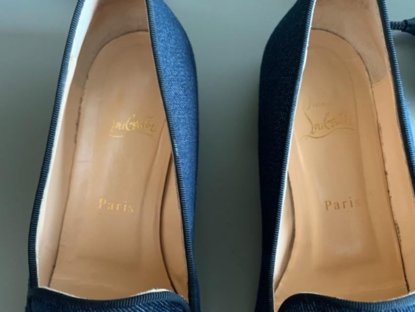 Christian Louboutin Denim Intern Spiked Flats