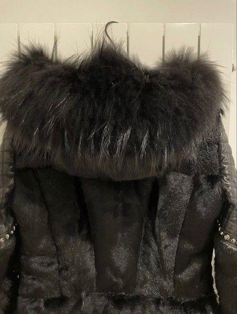 Black leather & goat fur jacket