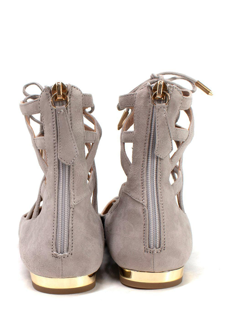 Aquazzura Grey Suede Christy Lace-up Sandals
