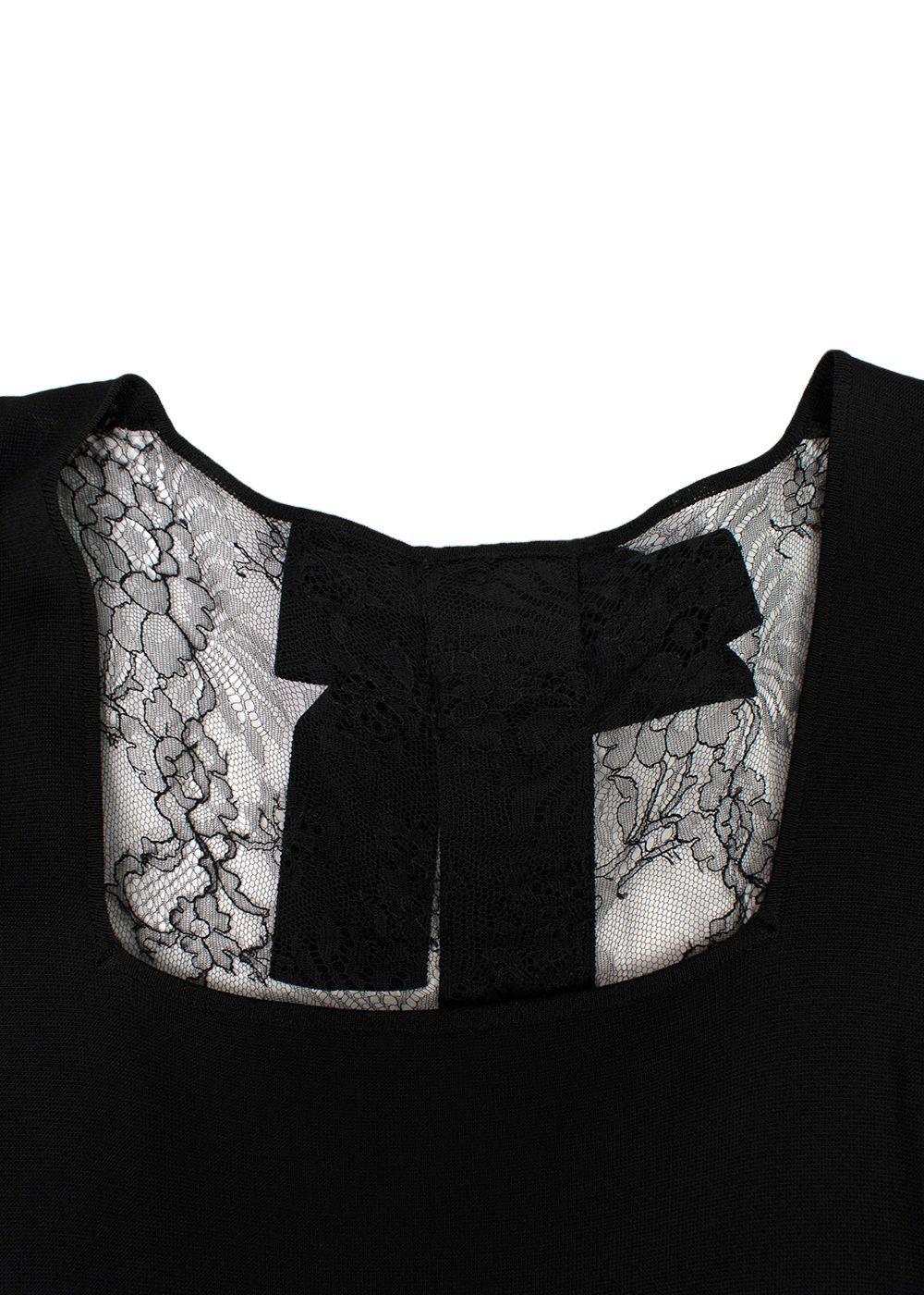 Valentino Lace Panelled Short Sleeved Black Midi Dress