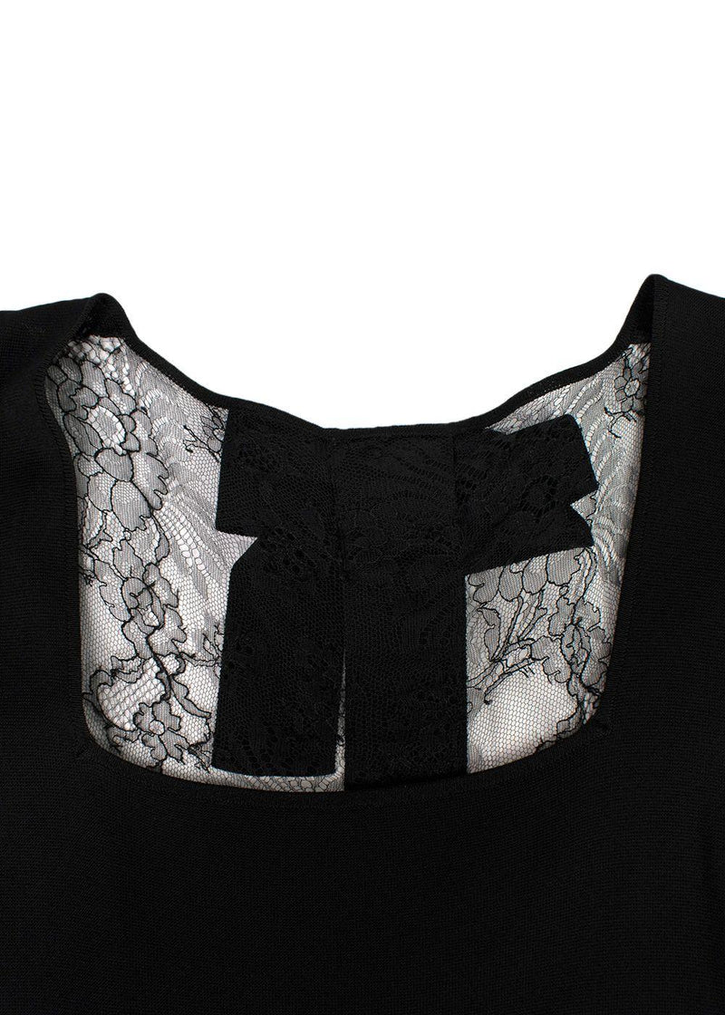 Valentino Lace Panelled Short Sleeved Black Midi Dress