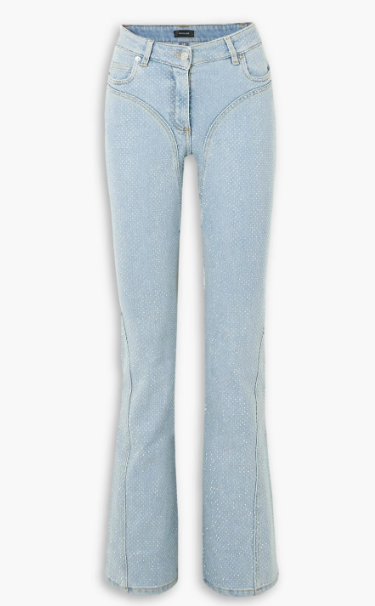 Mugler Crystal-Embellished Flared Jeans
