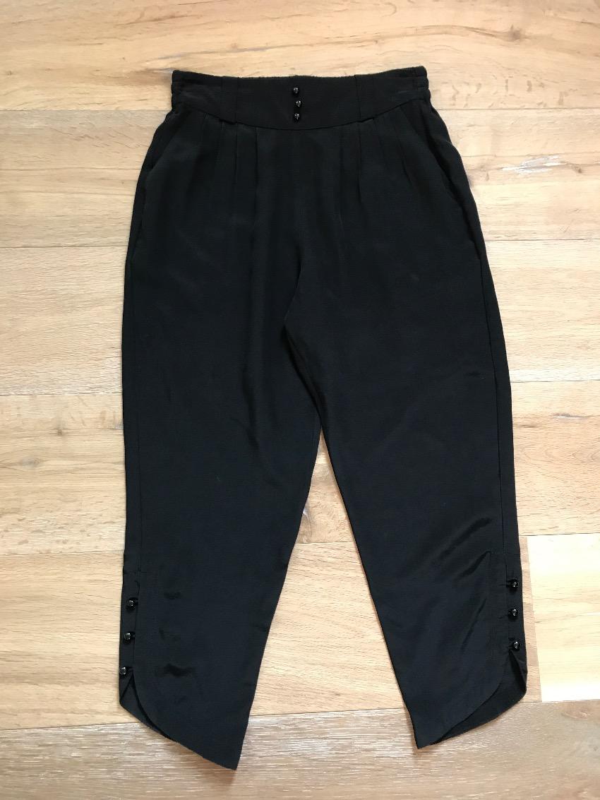 American Retro black silk trousers
