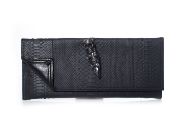 Maison Du Posh Rubber Python Knuckle Clutch