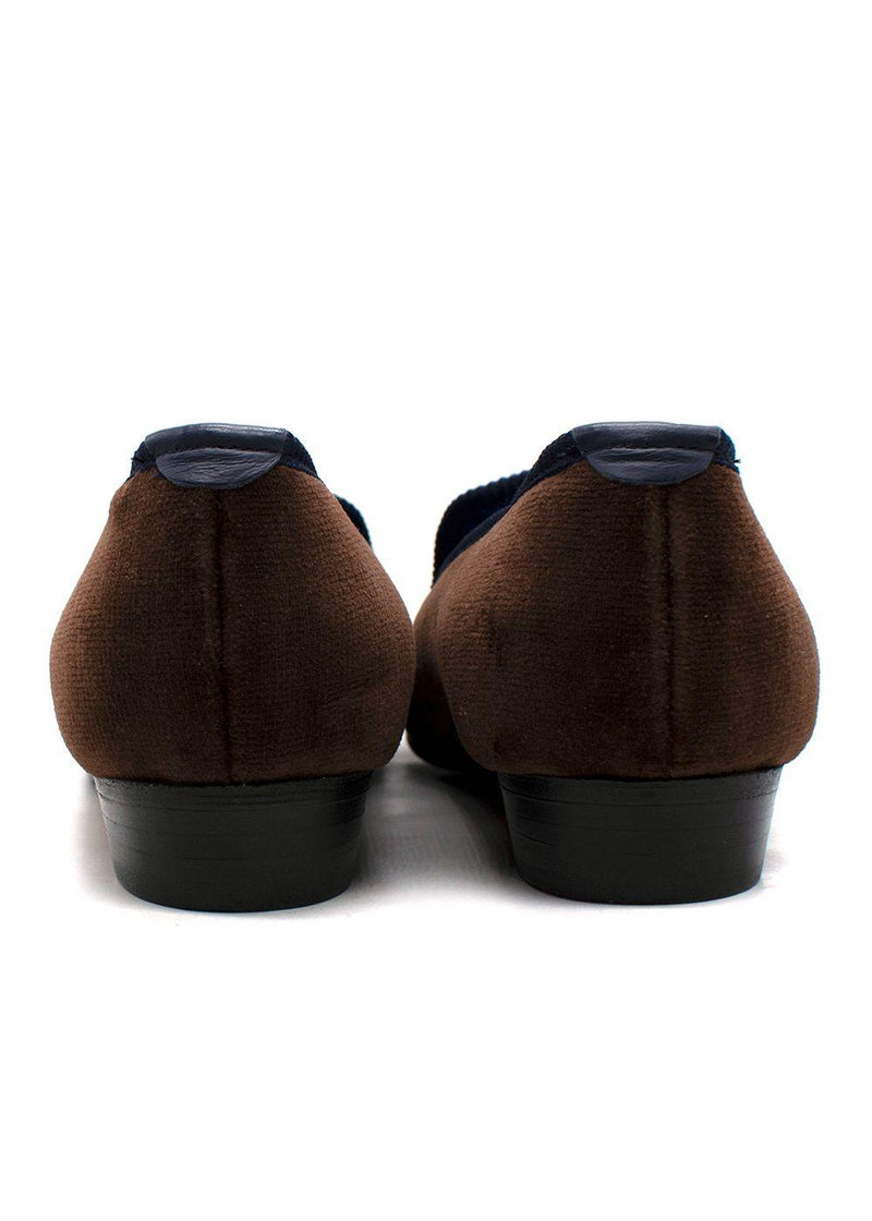 Creel & Mack Brown Butterfly Embroidered Velvet Mules