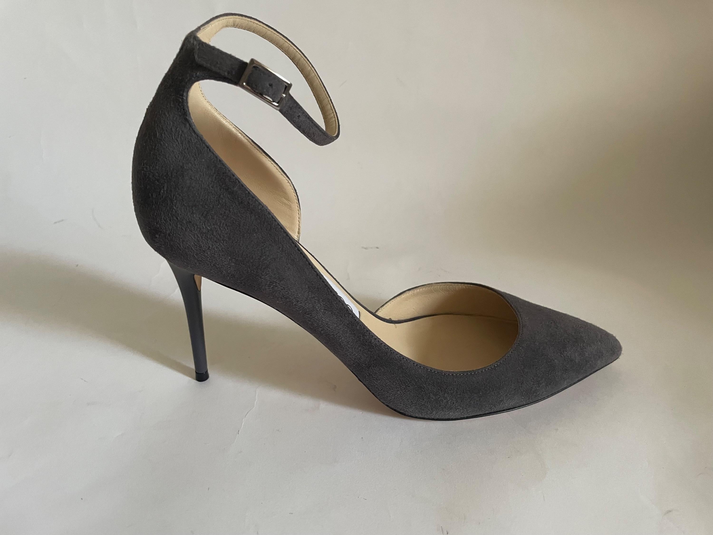 Jimmy Choo Lucy Grey Suede Half-d'Orsay Suede Pumps