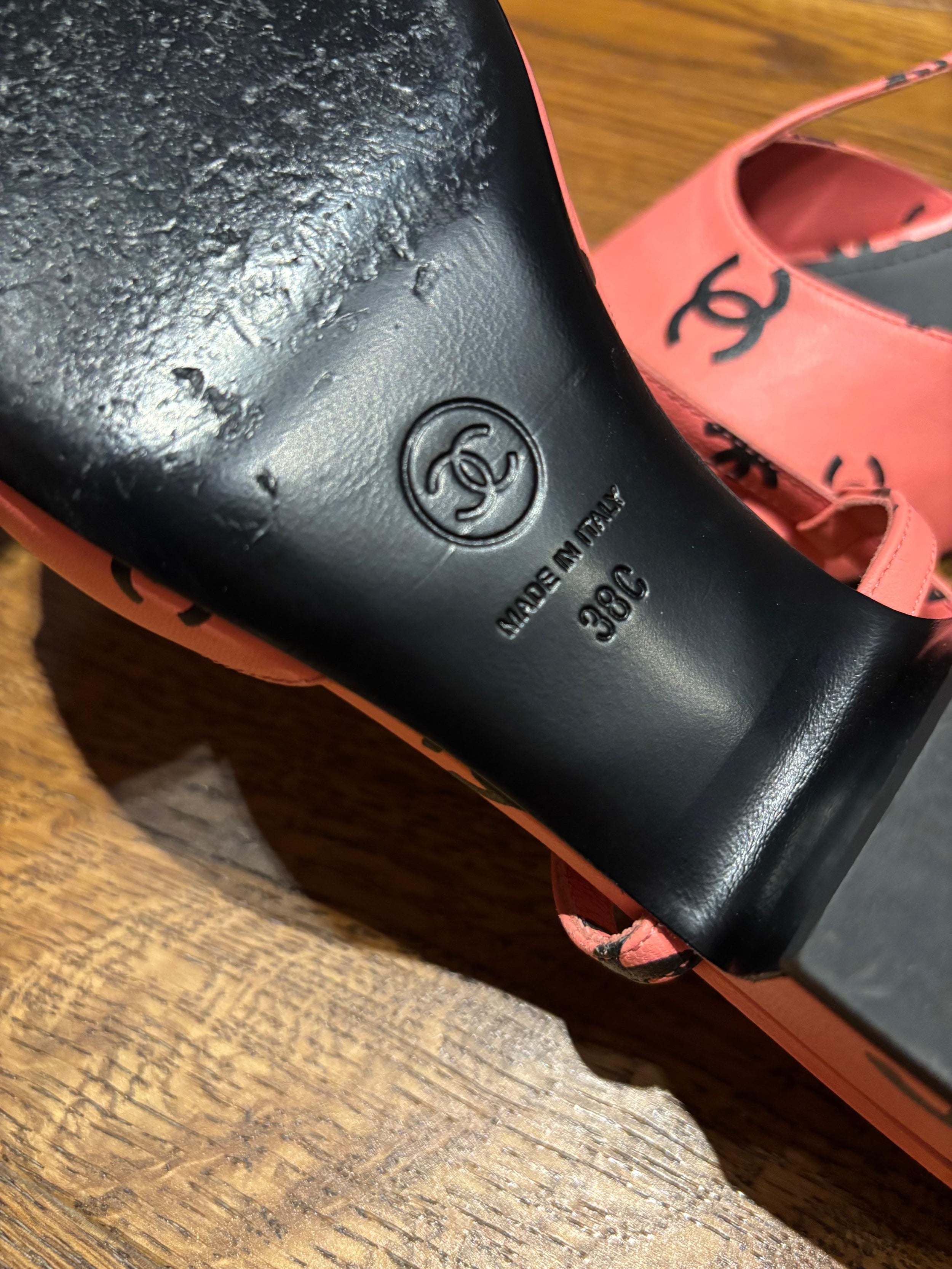 Chanel Pink CC Heeled Sandals