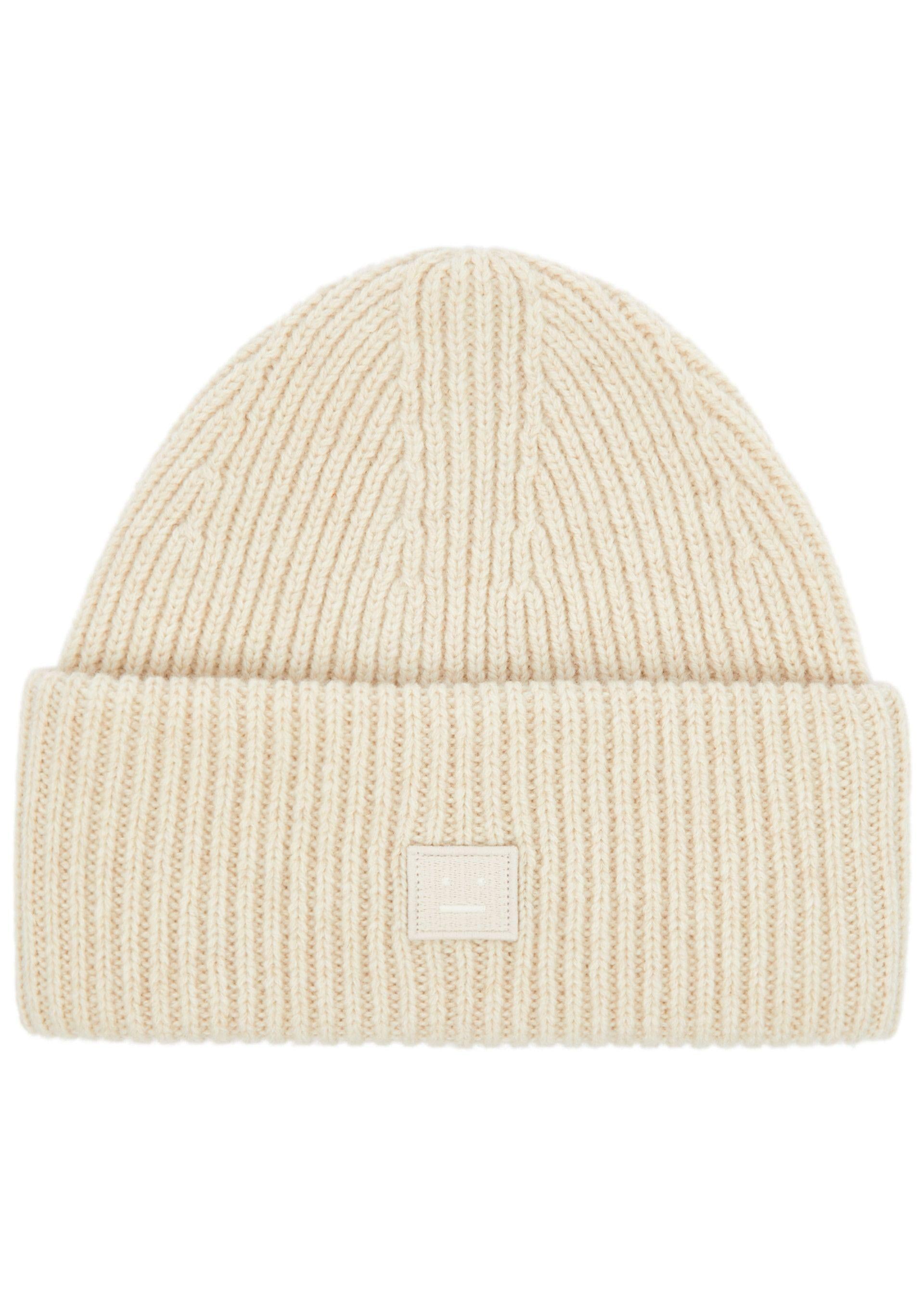 Acne Studios Cream Ribbed Beanie