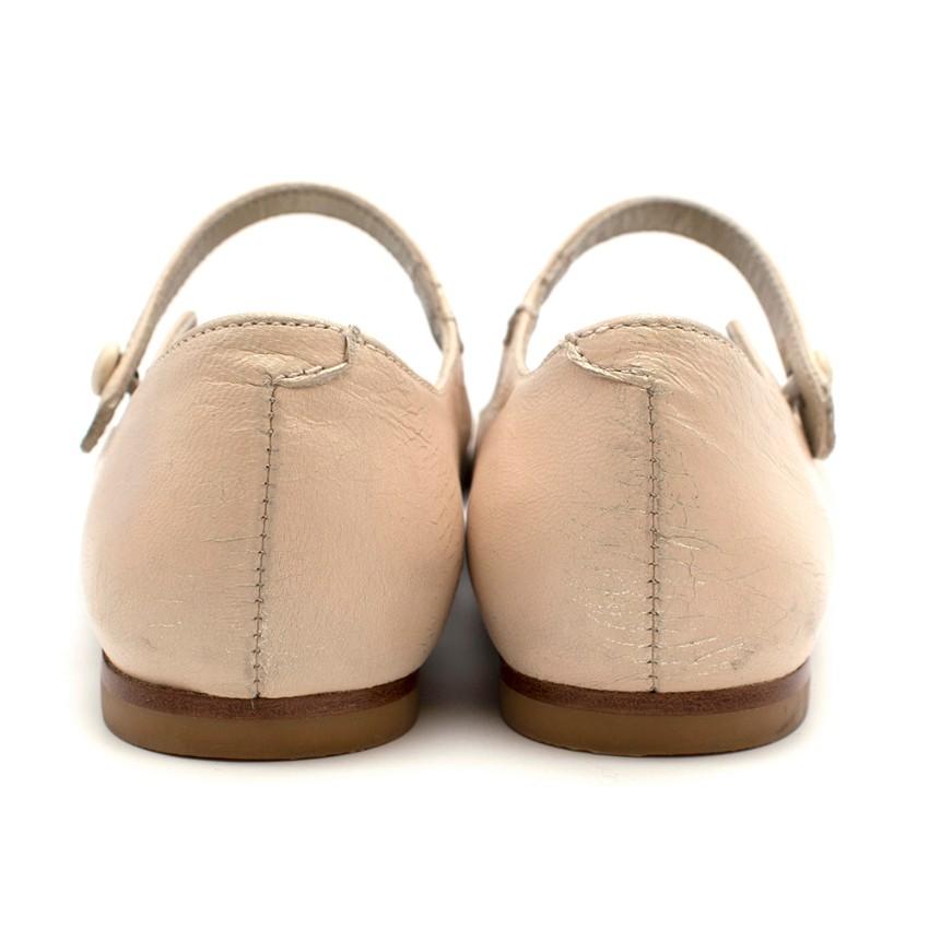 Bonpoint Vanilla Caprin Leather Mary-Jane Shoes