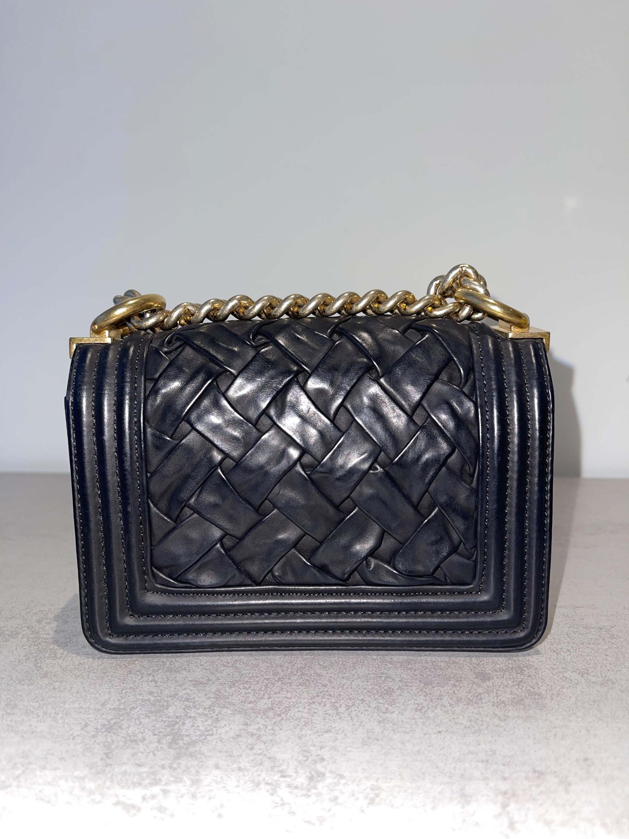 Paris Versailles black woven leather Micro Boy bag
