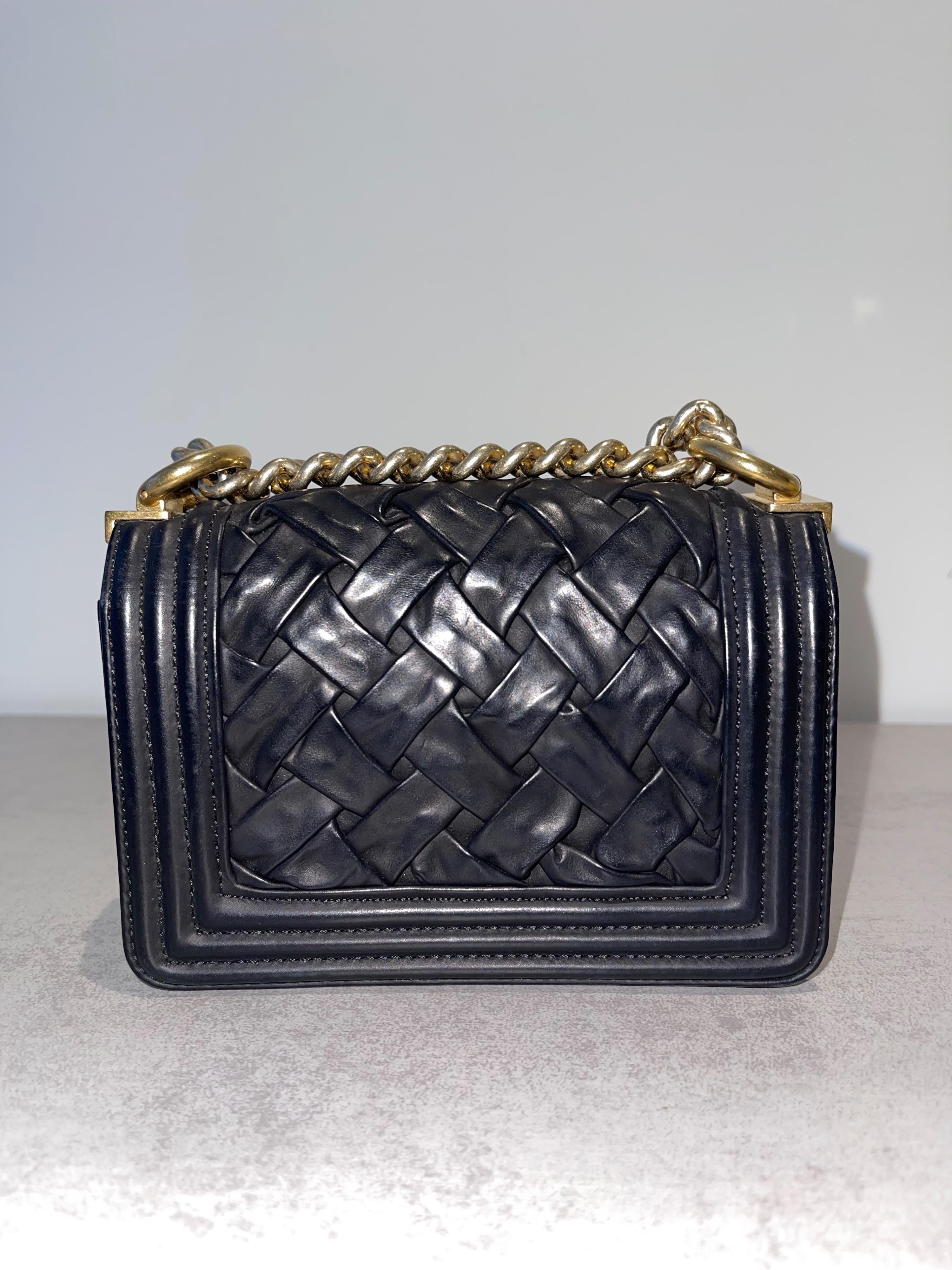 Paris Versailles black woven leather Micro Boy bag