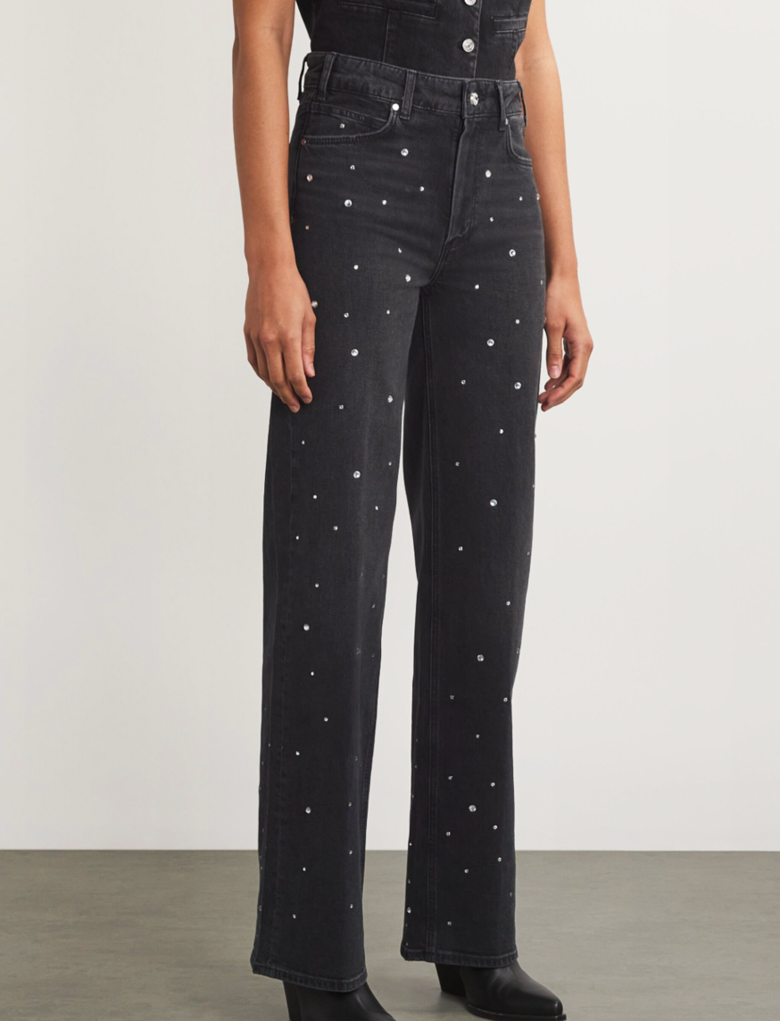 Paige  Sasha Crystal-Embellished Wide-Leg Jeans