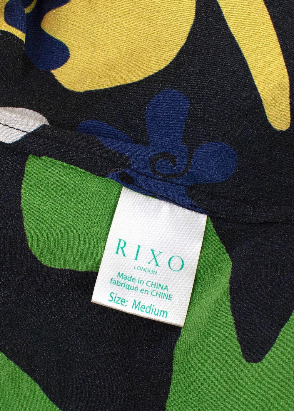 Rixo Black Multicolour Pattern Silk Bardot Maxi Dress
