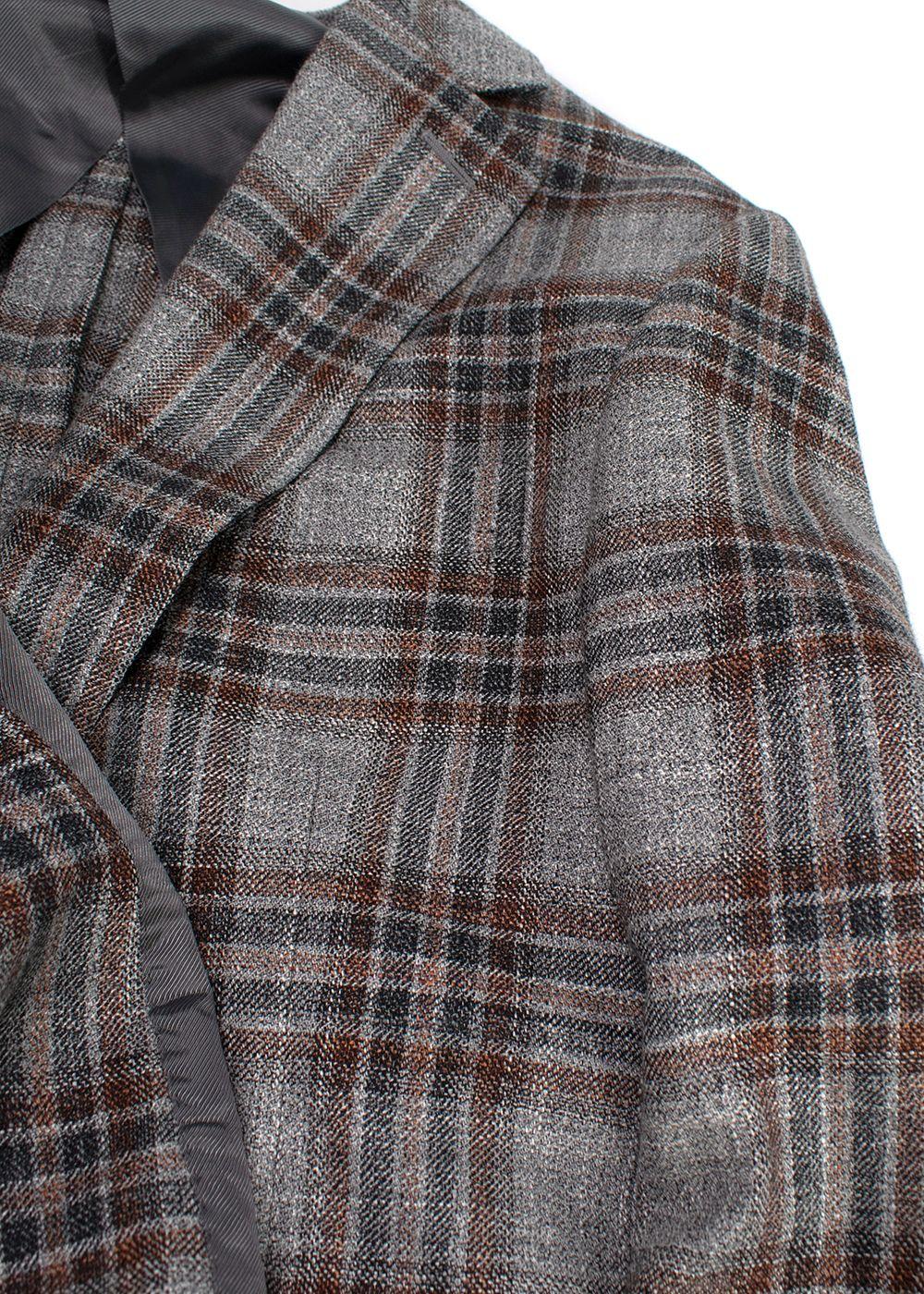 Pal Zileri Vicenza Grey Check Wool, Linen & Silk Blazer