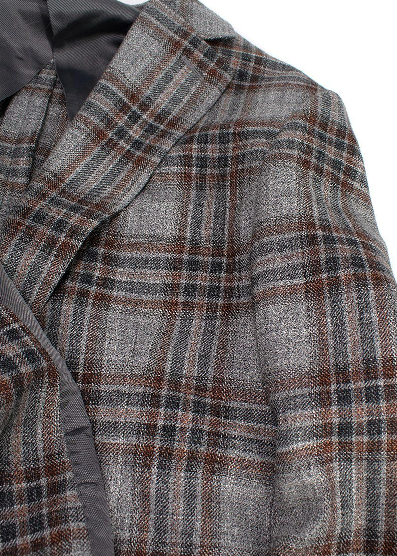 Pal Zileri Vicenza Grey Check Wool, Linen & Silk Blazer