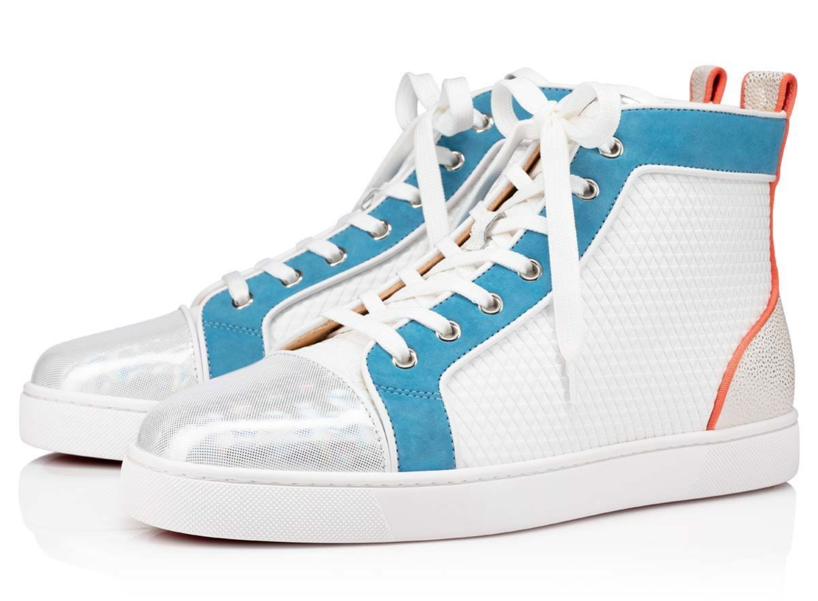 White & Blue Orlato Flat High Tops