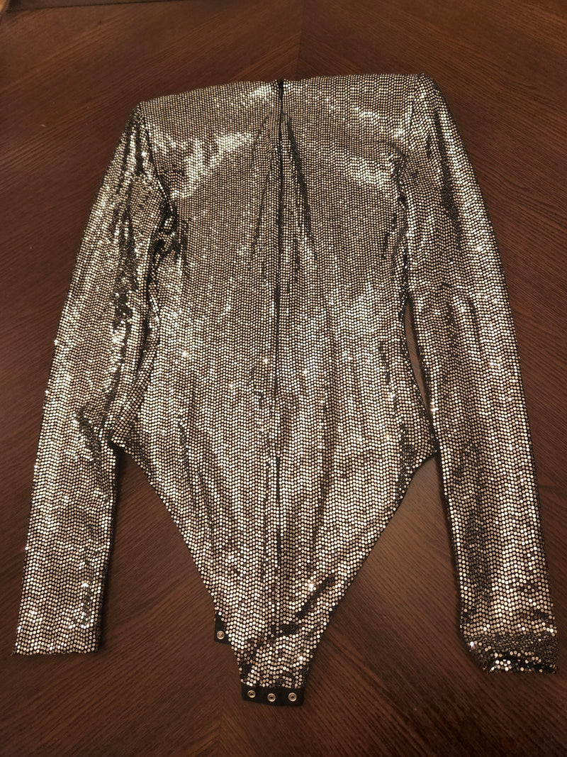 Silver Sequin Bodysuit