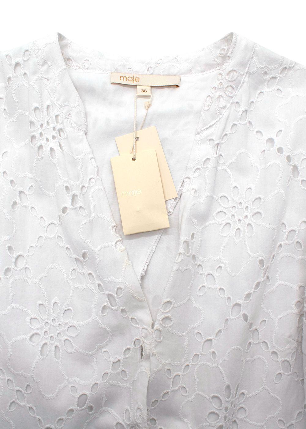 Maje White Rayanette A Line Eyelet Dress