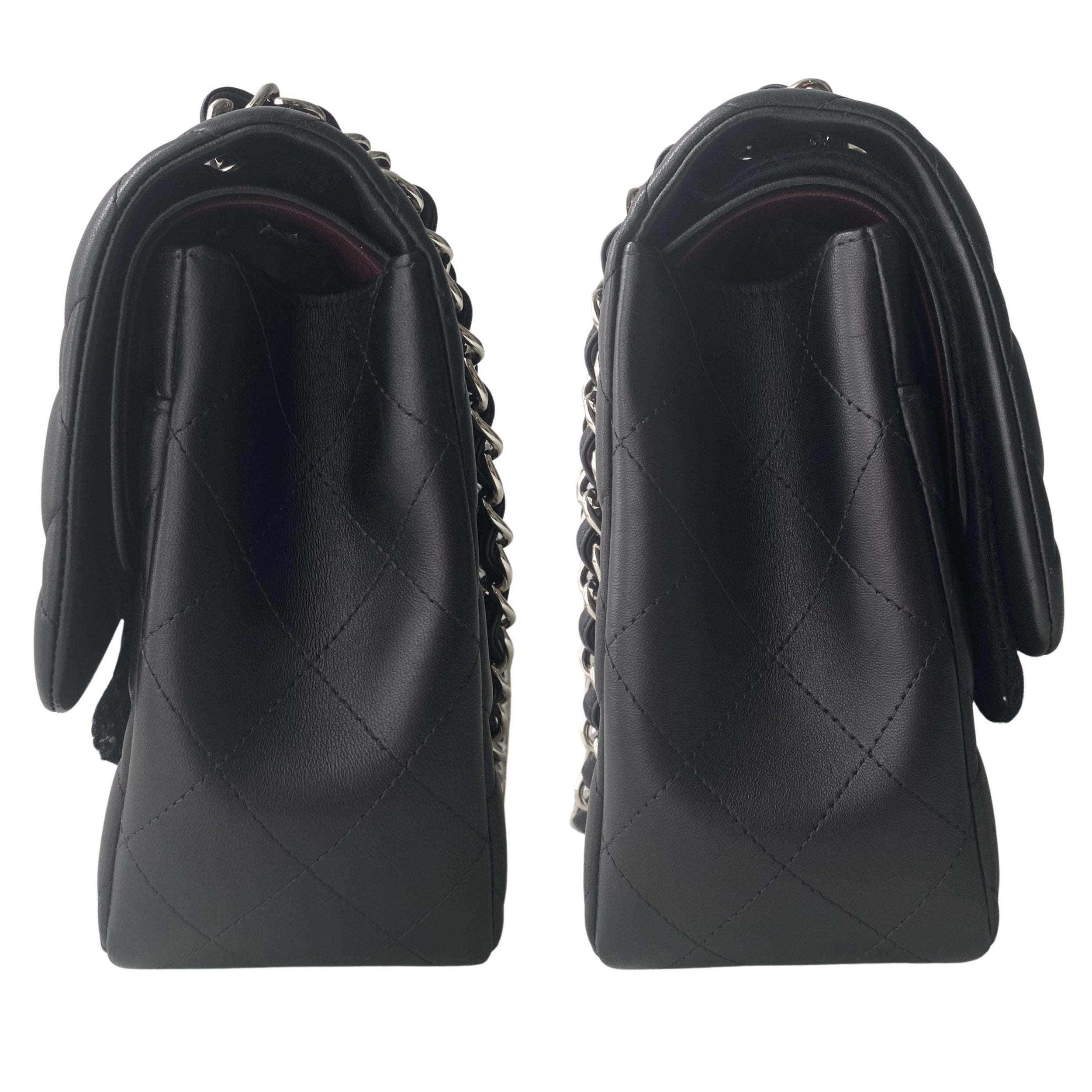 Black Lambskin Jumbo Double Flap Bag