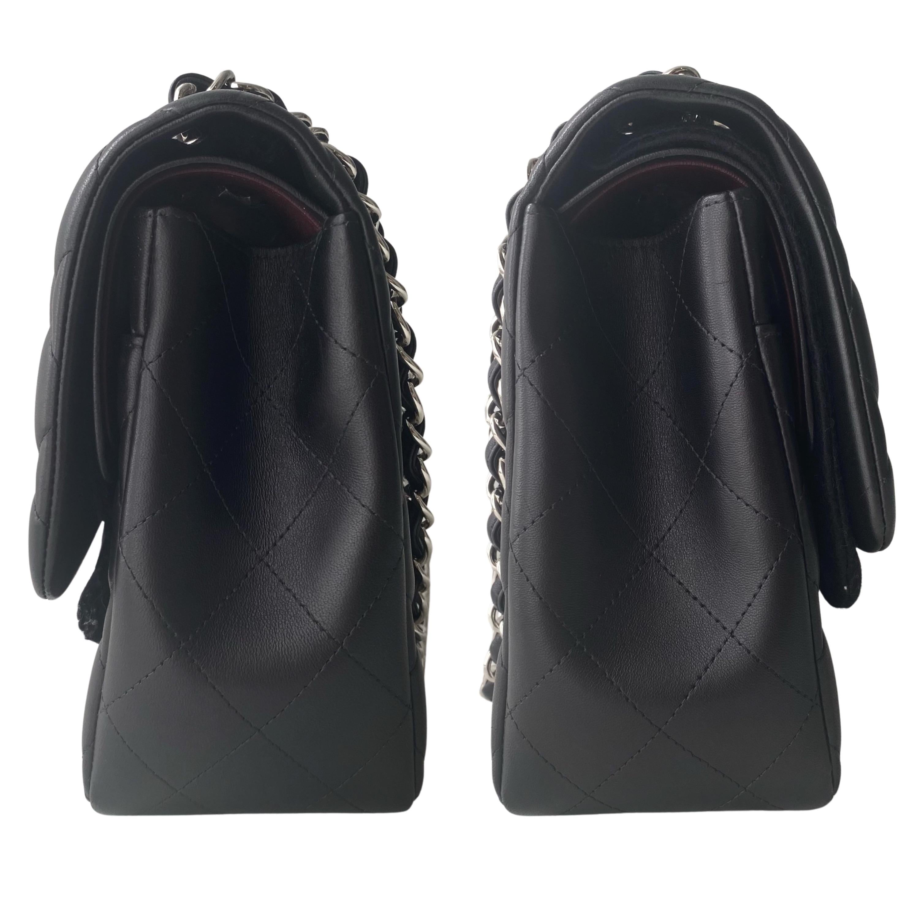 Black Lambskin Jumbo Double Flap Bag