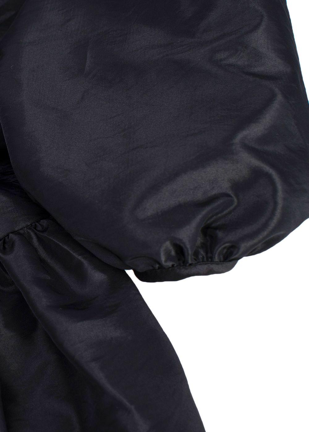 Black Puff Sleeved Tie Back Blouse