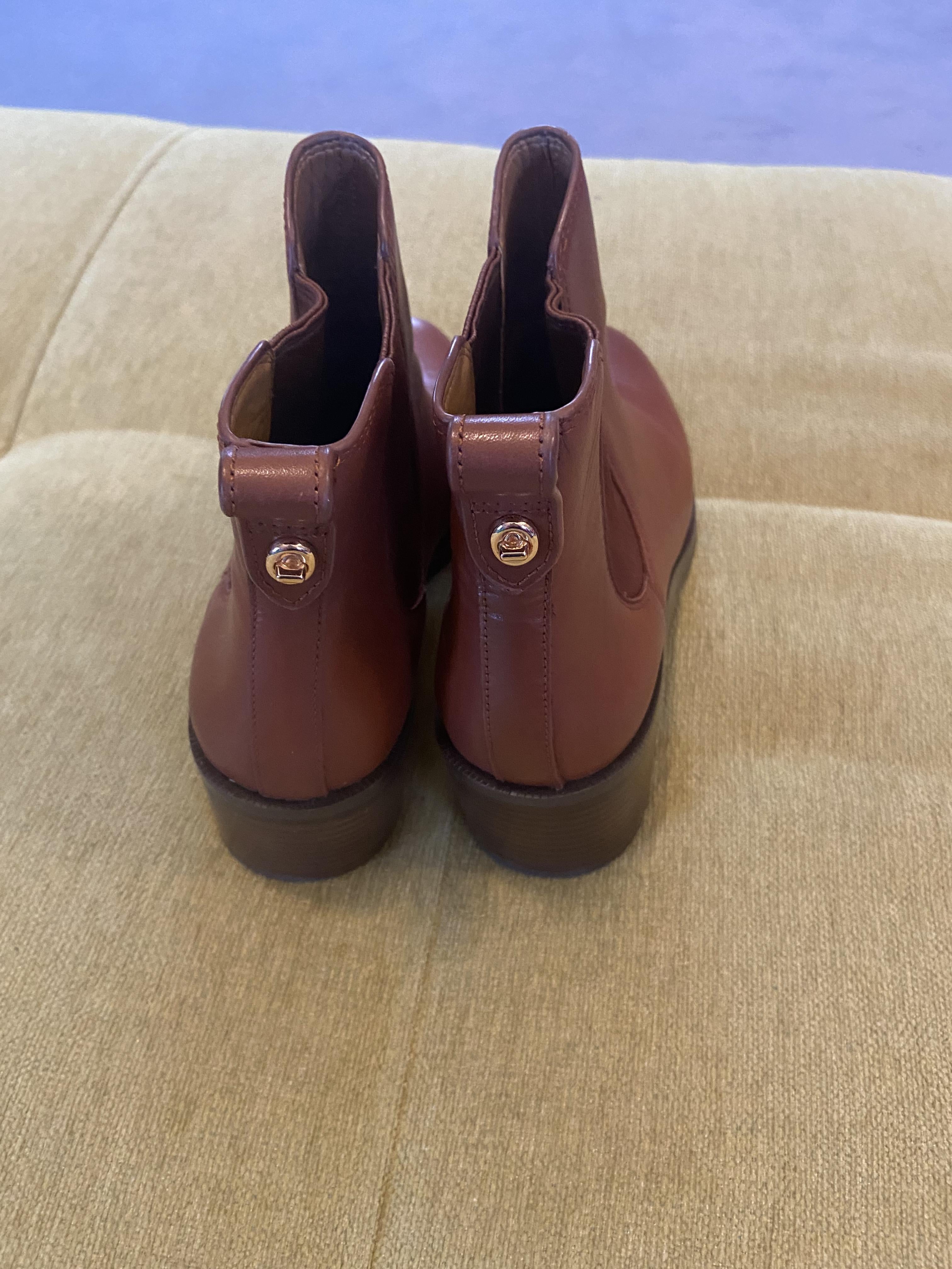 Coach Leather Flat Ankle Boots