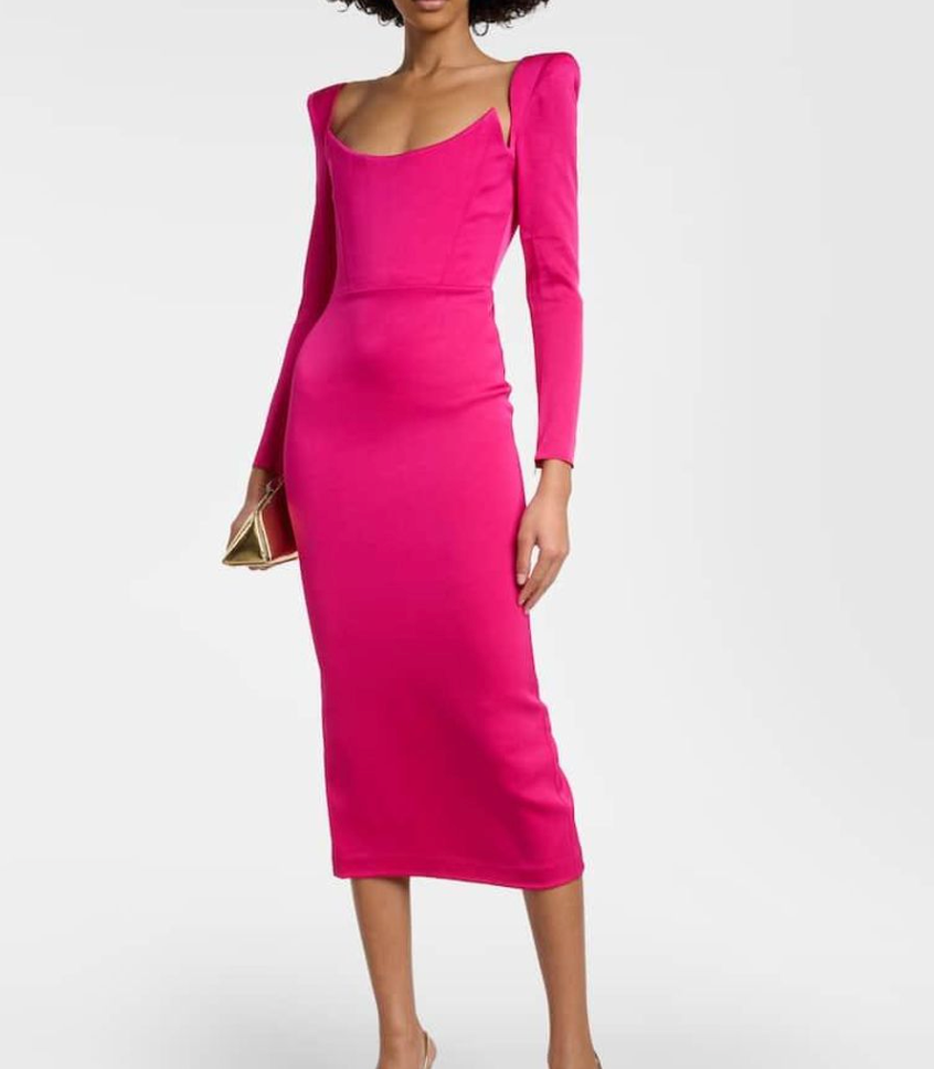 Alex Perry Crepe Satin Midi Dress