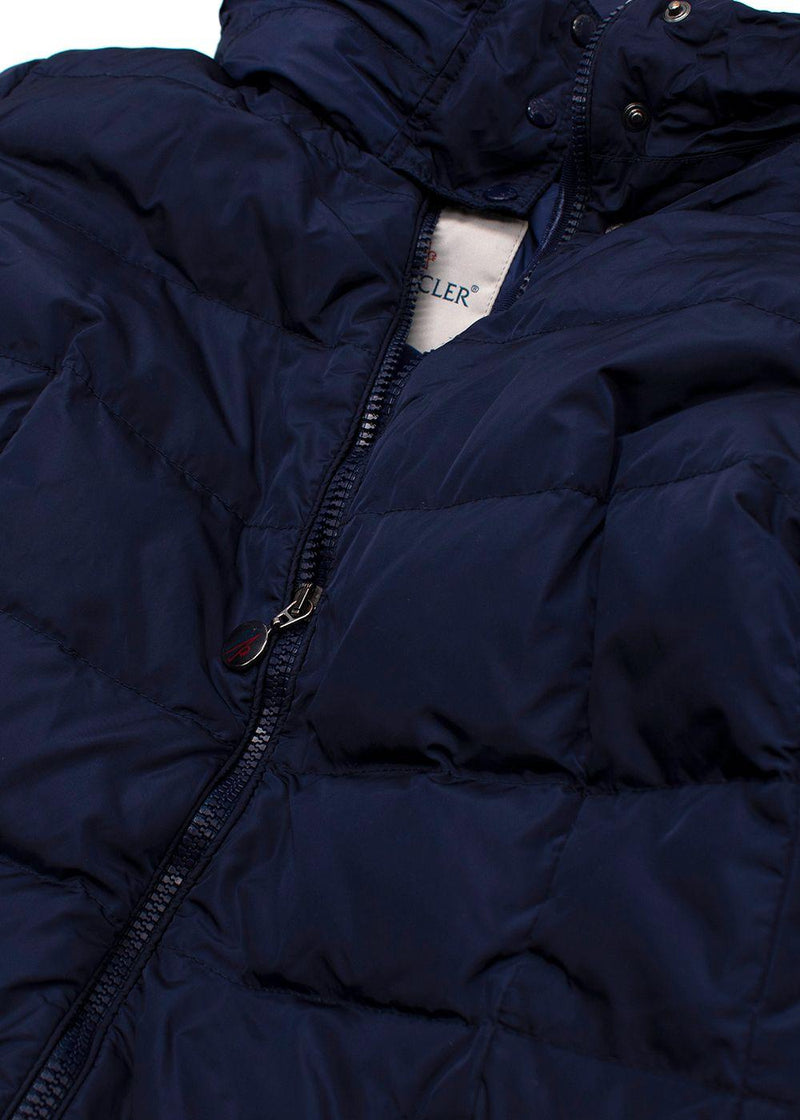 Moncler Navy Flammette Long Down Puffer Coat