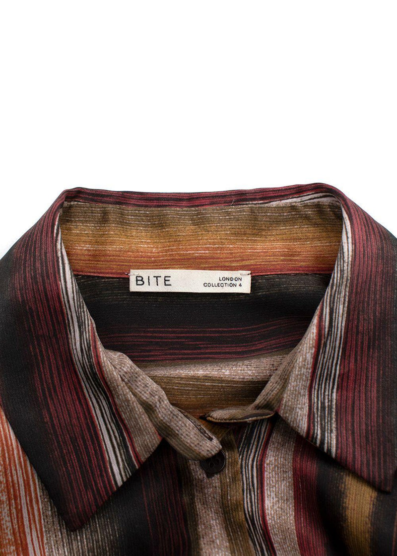 Bite Organic Silk High Low Striped Shirt and Trouser Set
