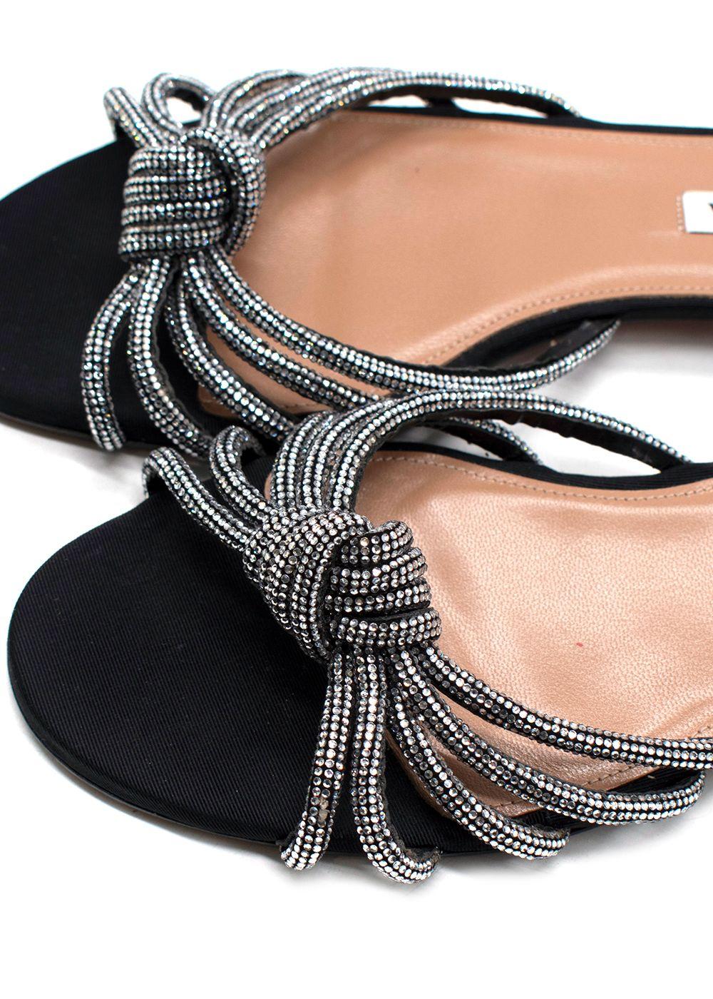 Aquazzura Black Crystal Flat Slides