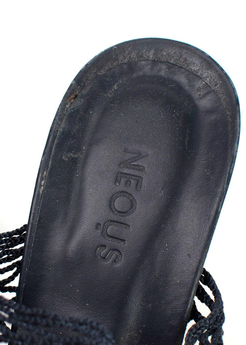 Neous Navy Bophy Fishnet Mules